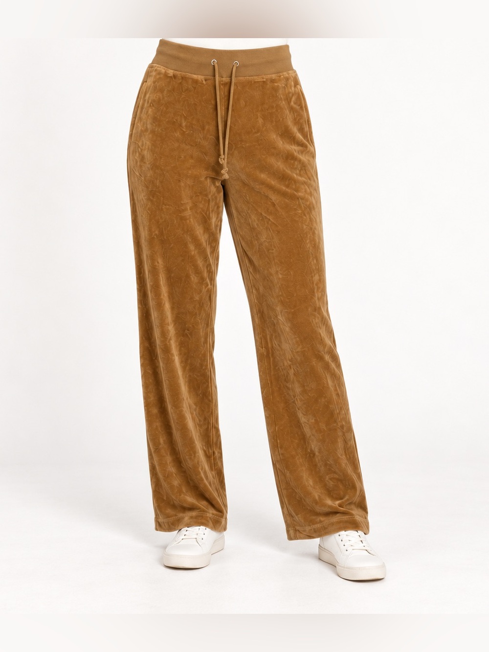 NEW Betty Women Brown Velour Cotton Blend Drawstring Lounge Pants Wide Leg Y2K M